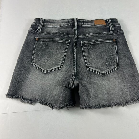 Judy Blue Jean Shorts Women 28* Mid Rise Black Cut Off Stretch Denim Jorts Tag M - Picture 6 of 15